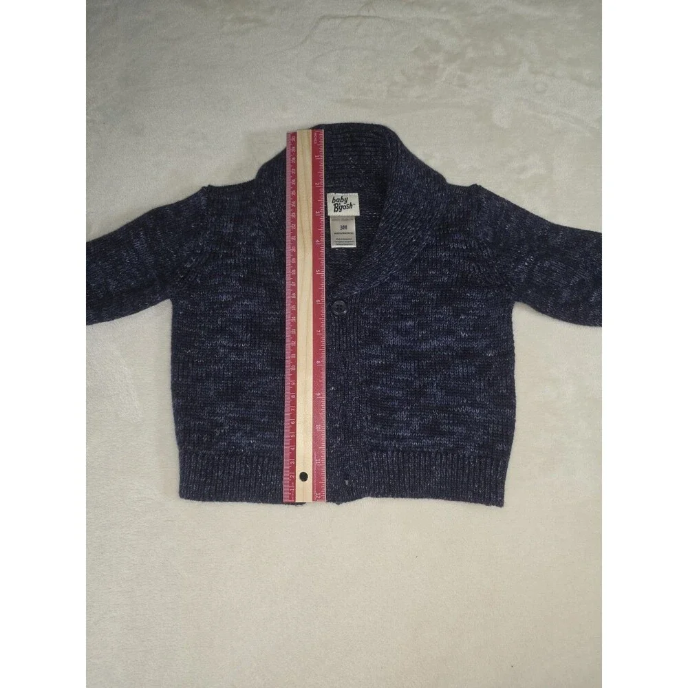 NWT Baby Bgosh OshKosh Shawl Collar Cardigan Sweater Navy Marled Knit Boys 3M